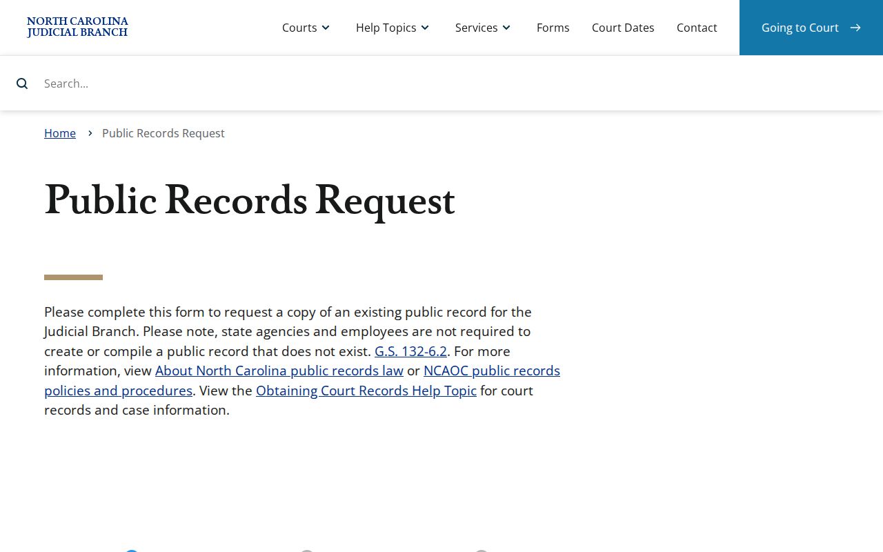 Caswell County court record public request guidance