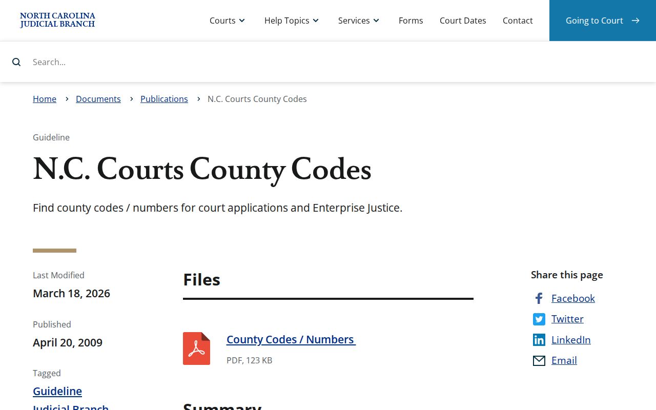 Milton Caswell County court docket code lookup